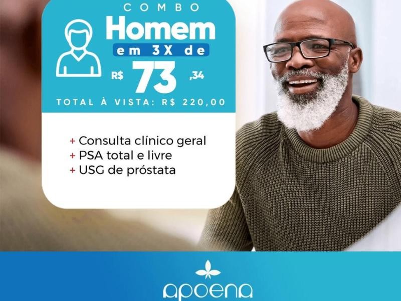 Realize Seu Combo Urológico com PSA Total e Livre, Ultrassom de Próstata Via Abdômen e Consulta com Urologista na Clínica Apoena Saúde
